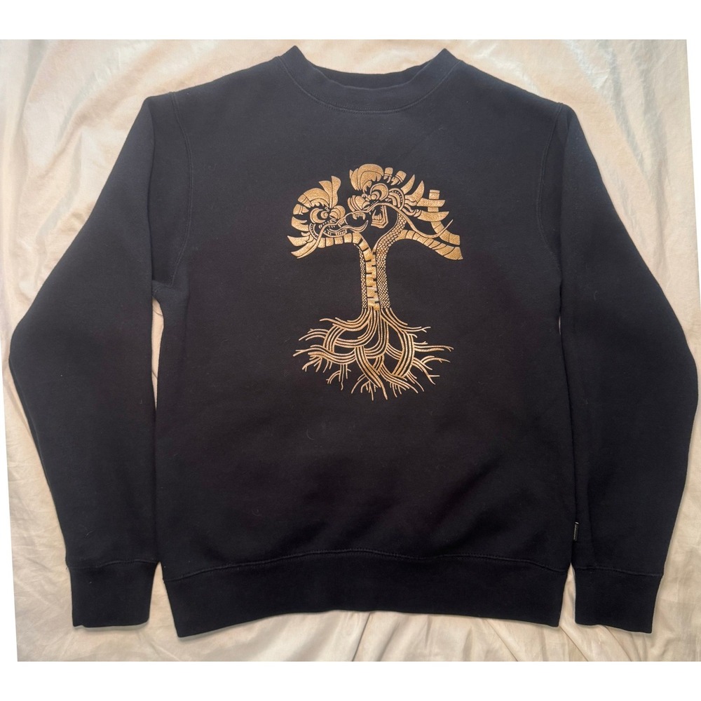 Oaklandish Dragon Tree Graphic Sweatshirt Mens XS Black Gold Streetwear Luxury
